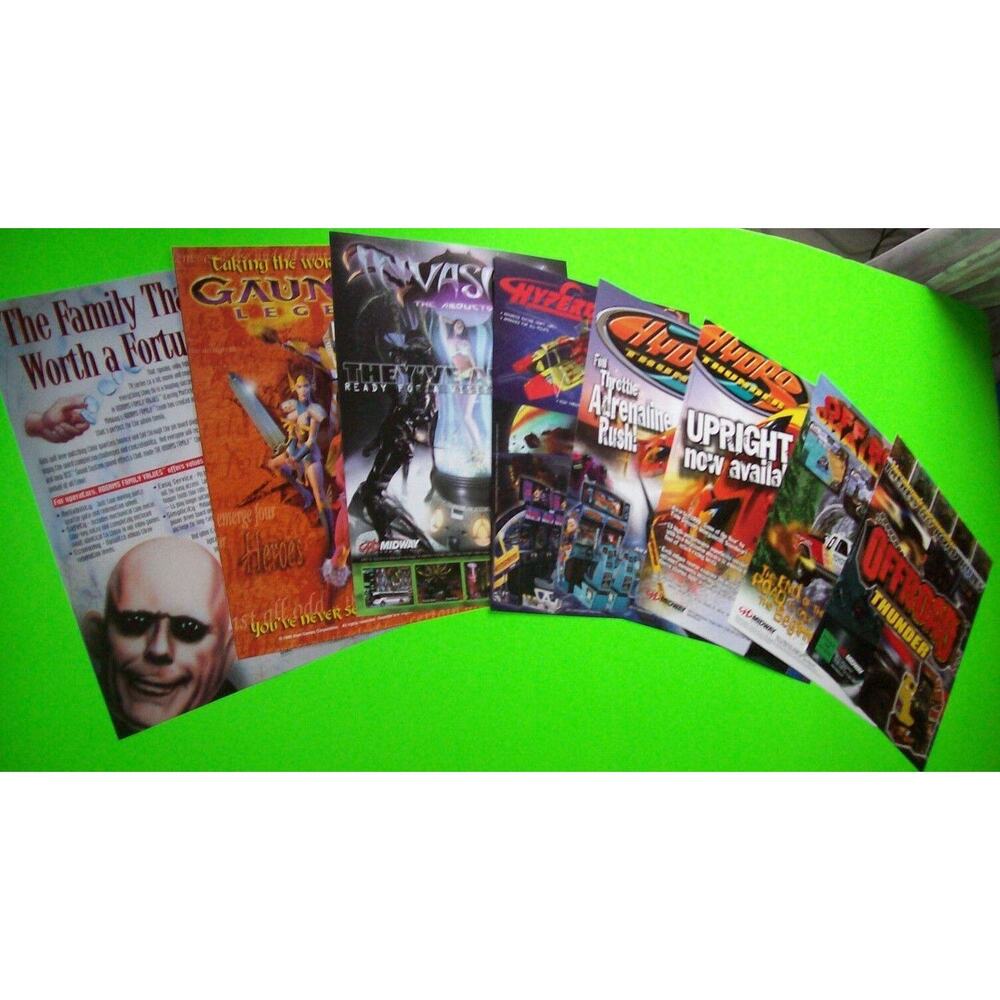 Arcade Game Flyers Addams Family Gauntlet Area 51 Blitz Sports Fantasy Football